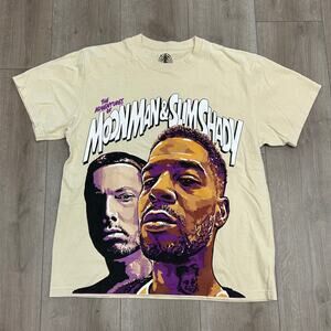 SS20 Kid Cudi Moon Man & Slim Shady Tee T Shirt Cream size Large L B30